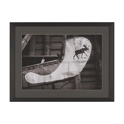 Moose Canoe Framed Art Print Matted under Glass