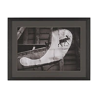 Moose Canoe Framed Art Print Matted under Glass