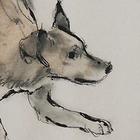 Playful Pup Hand Embelished Framed Artwork Matted under Glass