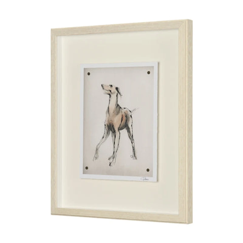 Playful Pup Hand Embelished Framed Artwork Matted under Glass
