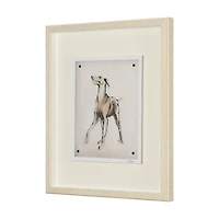 Playful Pup Hand Embelished Framed Artwork Matted under Glass