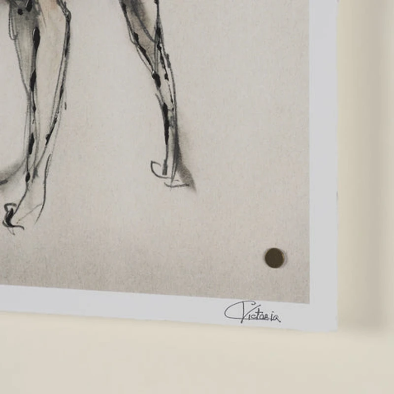 Playful Pup Hand Embelished Framed Artwork Matted under Glass