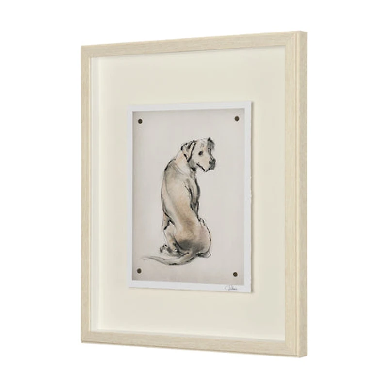 Playful Pup Hand Embelished Framed Artwork Matted under Glass
