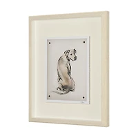 Playful Pup Hand Embelished Framed Artwork Matted under Glass