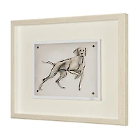 Playful Pup Hand Embelished Framed Artwork Matted under Glass