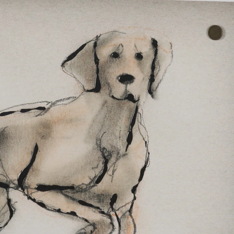 Playful Pup Hand Embelished Framed Artwork Matted under Glass