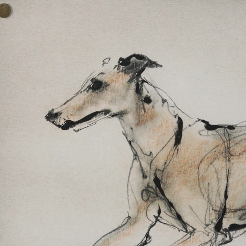 Playful Pup Hand Embelished Framed Artwork Matted under Glass