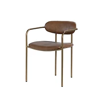 Parker Brown Leather Seat Gold Metal Frame Dining Chair