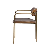 Parker Brown Leather Seat Gold Metal Frame Dining Chair