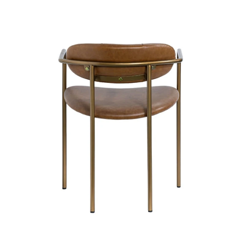 Parker Brown Leather Seat Gold Metal Frame Dining Chair