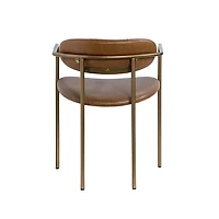 Parker Brown Leather Seat Gold Metal Frame Dining Chair