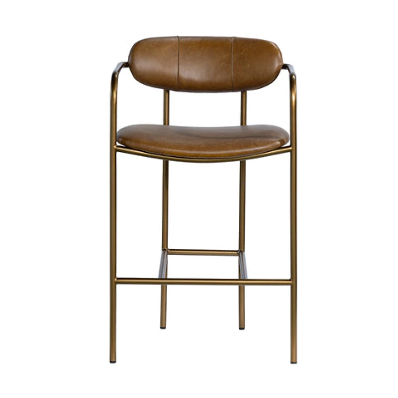 Parker Brown Leather Seat Gold Metal Counter Stool