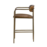 Parker Brown Leather Seat Gold Metal Counter Stool