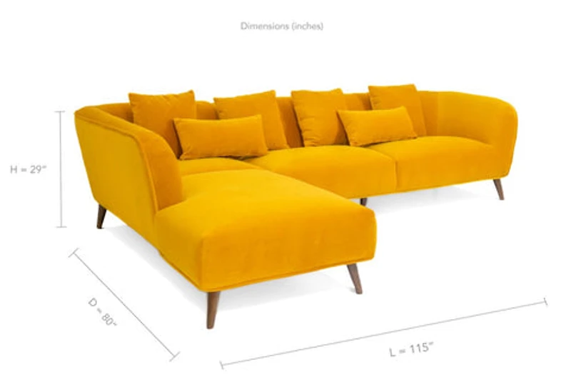 Modular Maja Velvet Sectional - Champagne