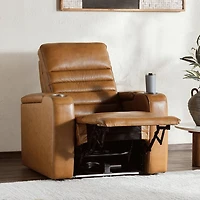 Creston Genuine Leather Recliner Chair with Cup Holder & Storage