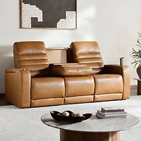 Creston Genuine Leather 3-Seater Power Recliner Sofa with USB & Wirele