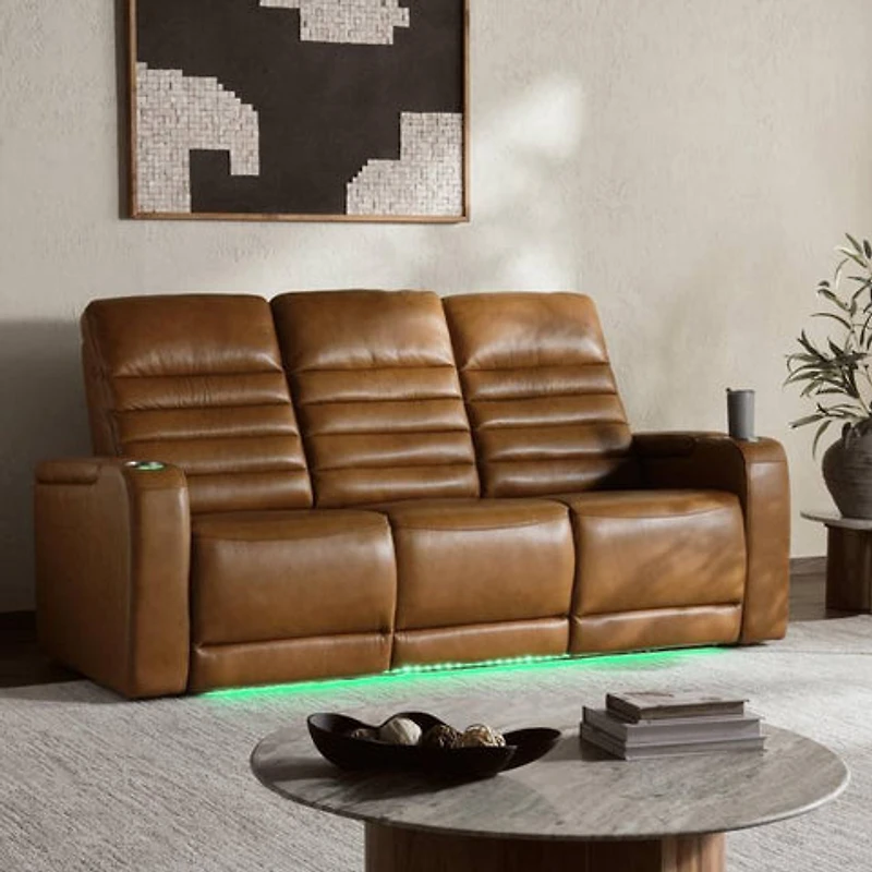 Creston Genuine Leather 3-Seater Power Recliner Sofa with USB & Wirele