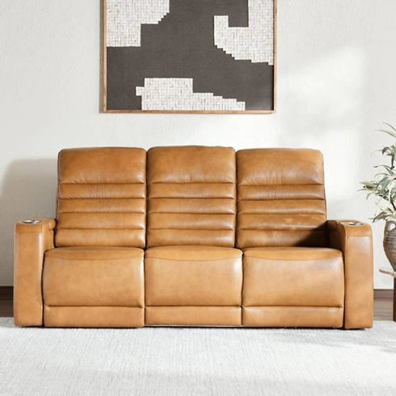 Creston Genuine Leather 3-Seater Power Recliner Sofa with Power Headre