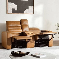 Creston Genuine Leather Power Recliner Loveseat with USB & Storage