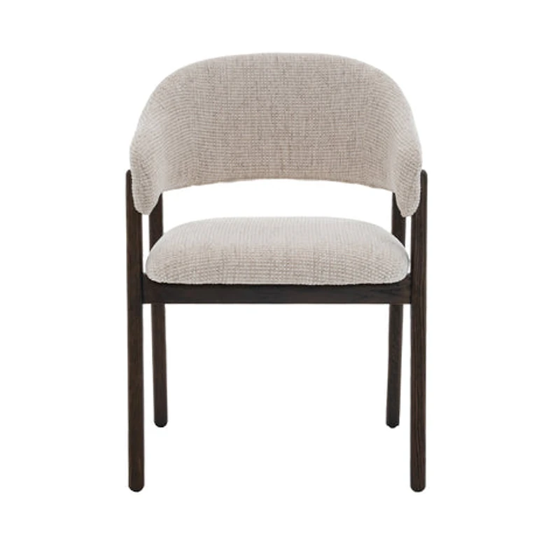 Brina Dining Chair – Beige Upholstery & Dirty Oak Wood Frame