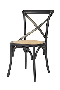 Cross Back Chair w/ Rattan Seat - Brown