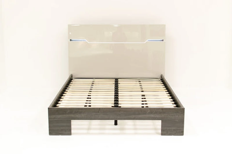 Benson Grey/ Brown Glossy Finish King Bed With Storage