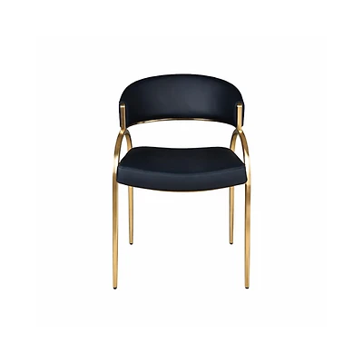 Monet Upholstered Dining Chair in Black PU with Brushed Gold Legs