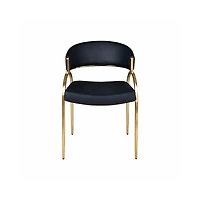 Monet Upholstered Dining Chair in Black PU with Brushed Gold Legs