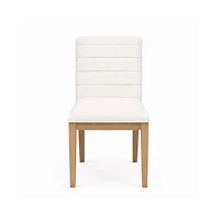 Sumire Solid Wood Dining Chair in Ginger and Natural Linen