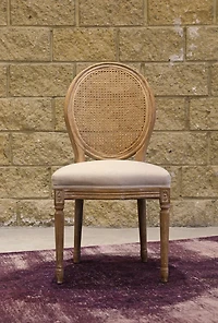 Melwynn Dining Chair w/ Cane Back- Antique Linen