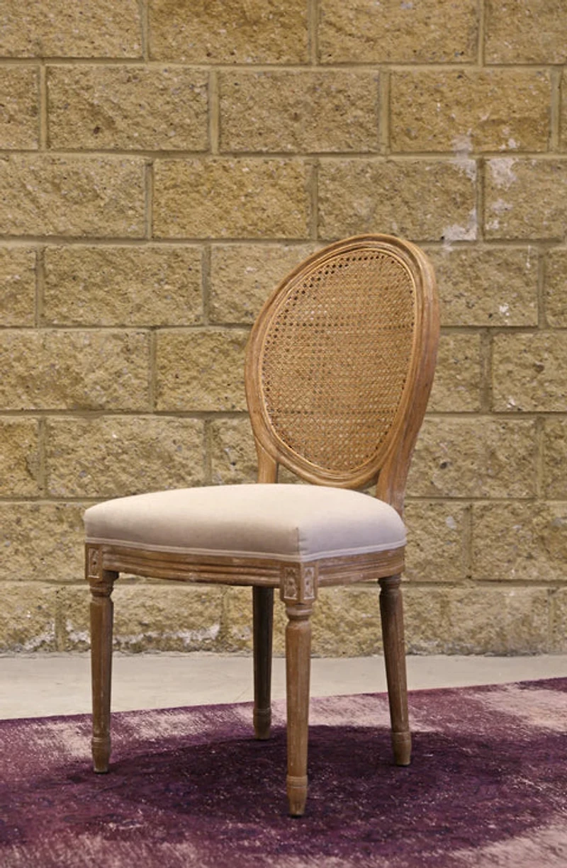 Melwynn Dining Chair w/ Cane Back- Antique Linen
