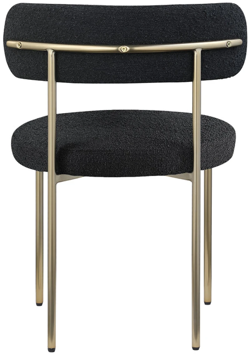 Ronda Boucle Fabric Dining Chair Brushed Brass - Black