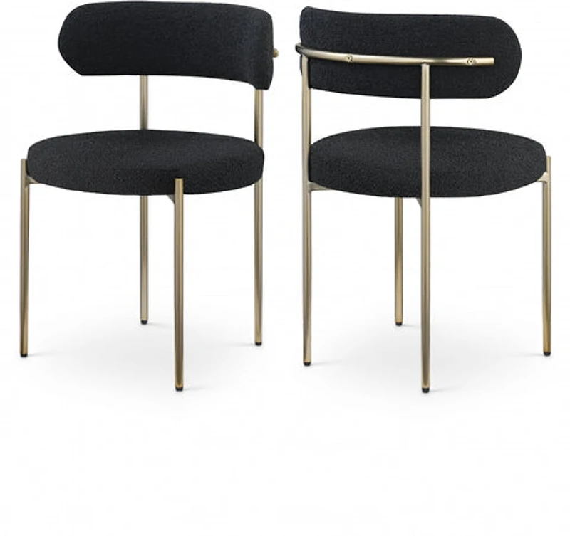 Ronda Boucle Fabric Dining Chair Brushed Brass - Black