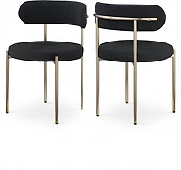 Ronda Boucle Fabric Dining Chair Brushed Brass - Black