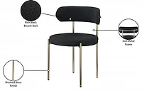 Ronda Boucle Fabric Dining Chair Brushed Brass - Black