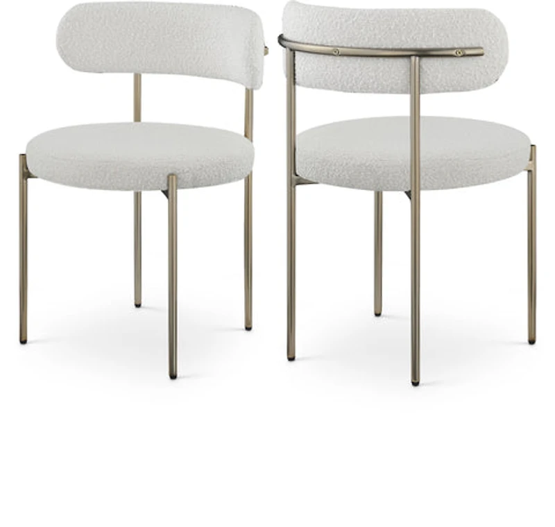 Ronda Boucle Fabric Dining Chair Brushed Brass