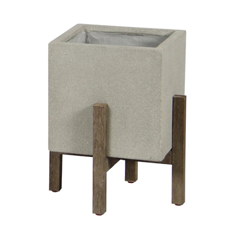 Zerith Square Standing Pot - Natural Stone