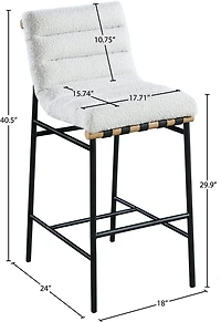 RYNA BOUCLE FABRIC COUNTER STOOL - CREAM