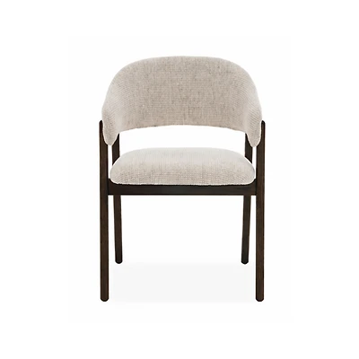 Brina Dining Chair – Beige Upholstery & Dirty Oak Wood Frame