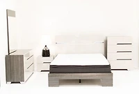 Benson Grey/ Brown Glossy Finish King Bed With Storage