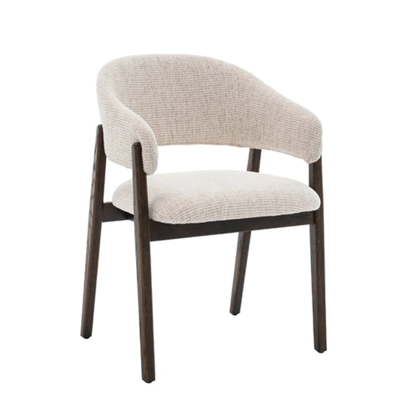 Brina Dining Chair – Beige Upholstery & Dirty Oak Wood Frame