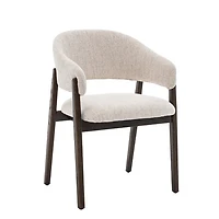 Brina Dining Chair – Beige Upholstery & Dirty Oak Wood Frame