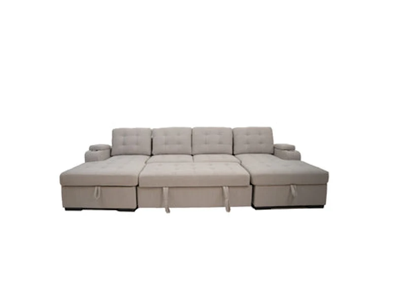 Alonso Sleeper U-shaped sectional with USB - Stone