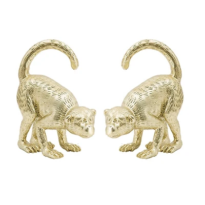 Gold Monkey Bookends - Set of 2