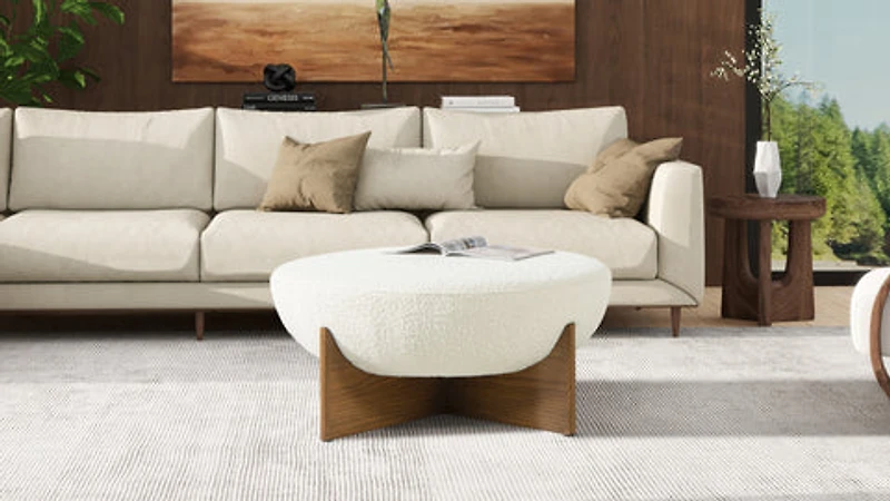 Elara Round Ottoman - Boucle