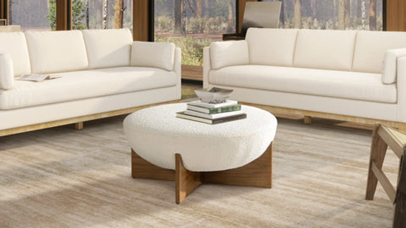 Elara Round Ottoman - Boucle