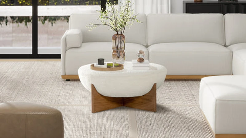 Elara Round Ottoman - Boucle
