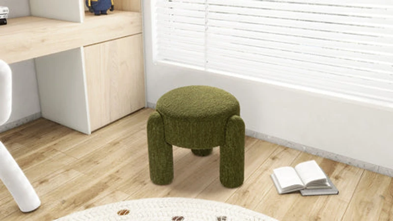 Olea Boucle Ottoman - Moss Green