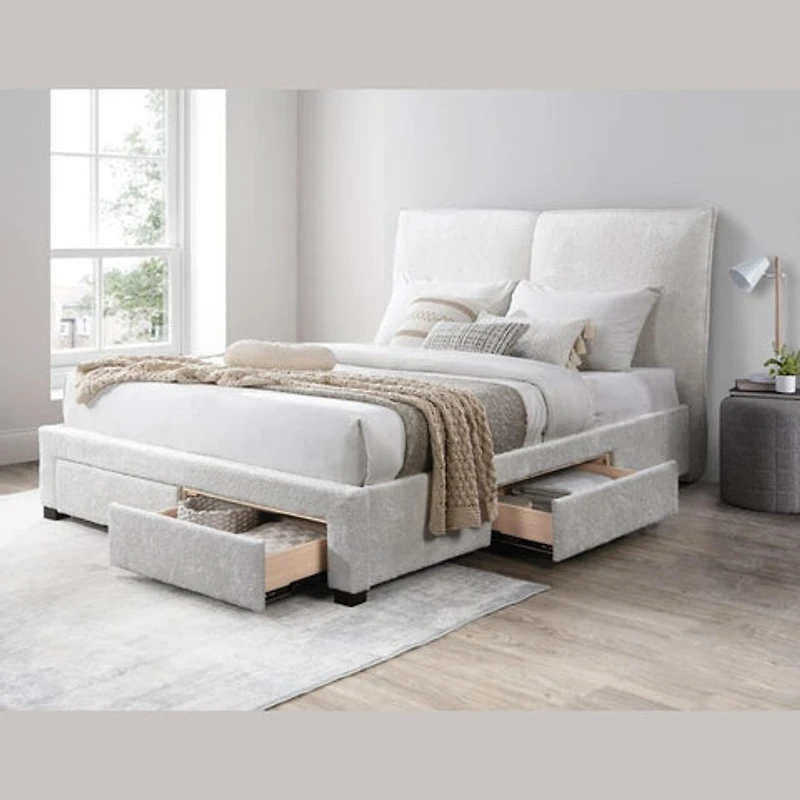 Leander Upholstered Fabric Bed with Drawer