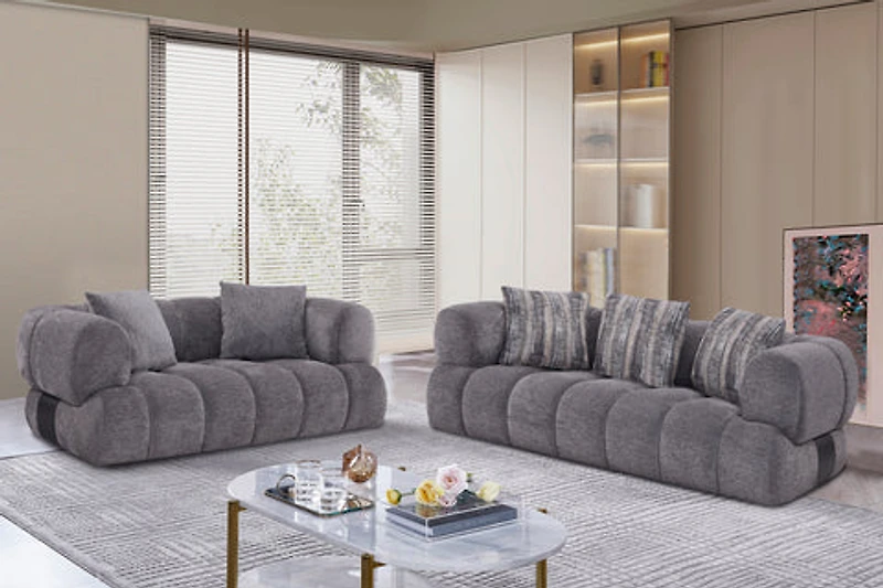 Adonis Loveseat w/2 Pillows - Pewter
